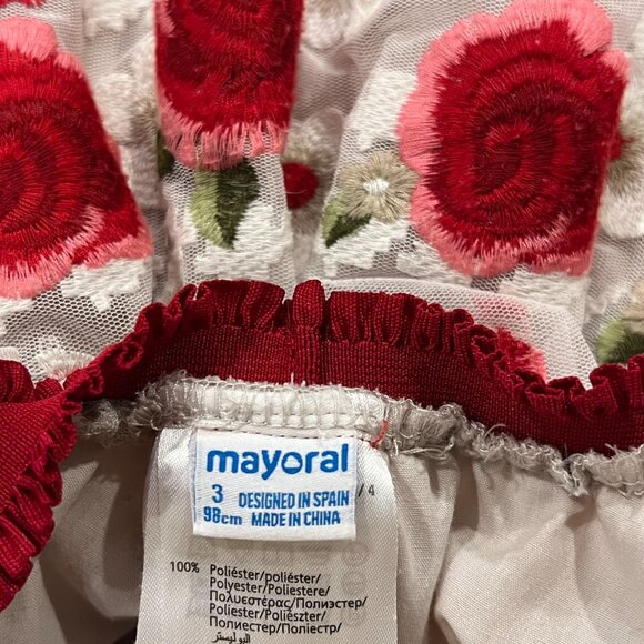 Mayoral Girl's Floral Embroidered Tulle Skirt, 3T - Picture 2 of 7